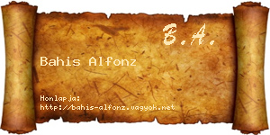 Bahis Alfonz névjegykártya